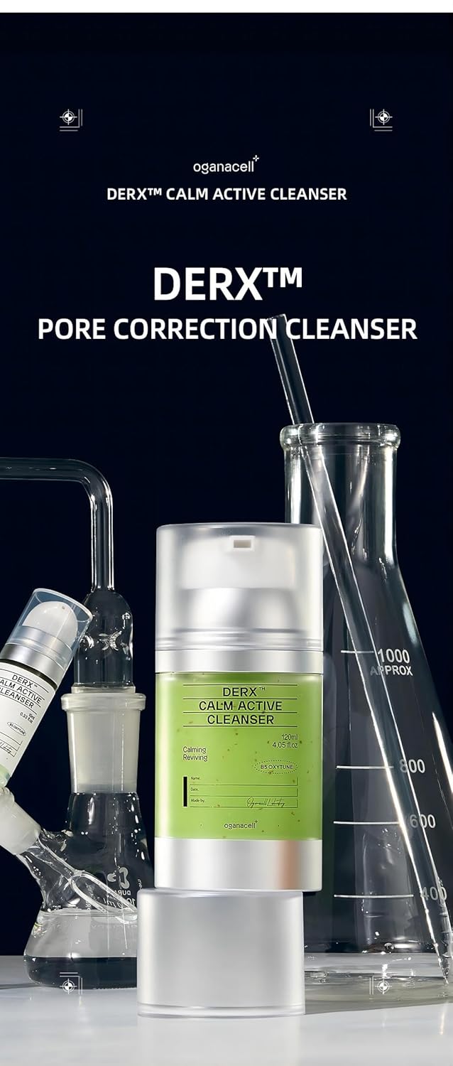 DERX Facial Cleanser for Sensitive & Oily Skin – Calm Cleansing Foam with Plant Tannin, Redness Relief & Oil Control, Oxygen Bubble Technology, Korea Skincare