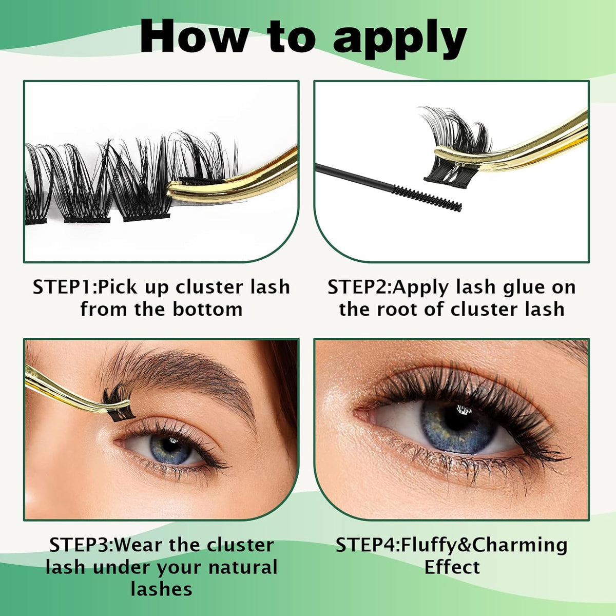 Lash Clusters,96 Pcs Cluster Lashes D Curl 16mm DIY Lash Extensions Eyelash Clusters,KEYYOU Volume Wispy Individual Lashes Soft&Comfortable Easy DIY at Home(Y06,D-16mm)