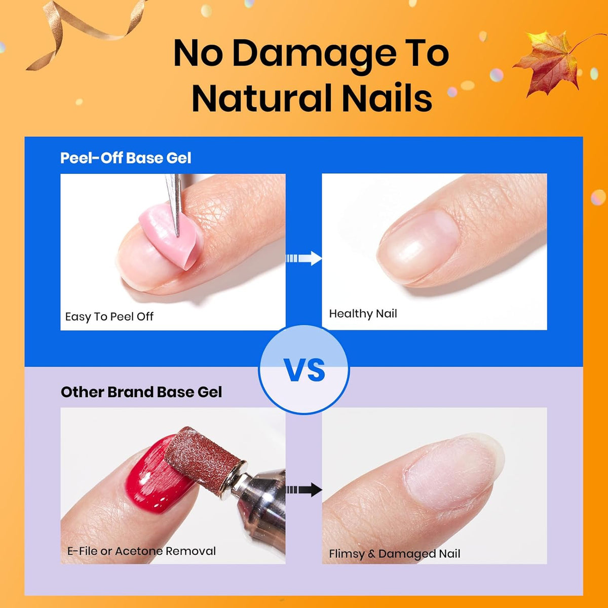 Beetles Peel Off Gel Base Coat for Gel Nail Polish: 15ml Peel Off Base Coat, Soak Off-Free Easy Removal without Damage, Long Lasting for Beginners DIY Manicure Weak Thin Nails