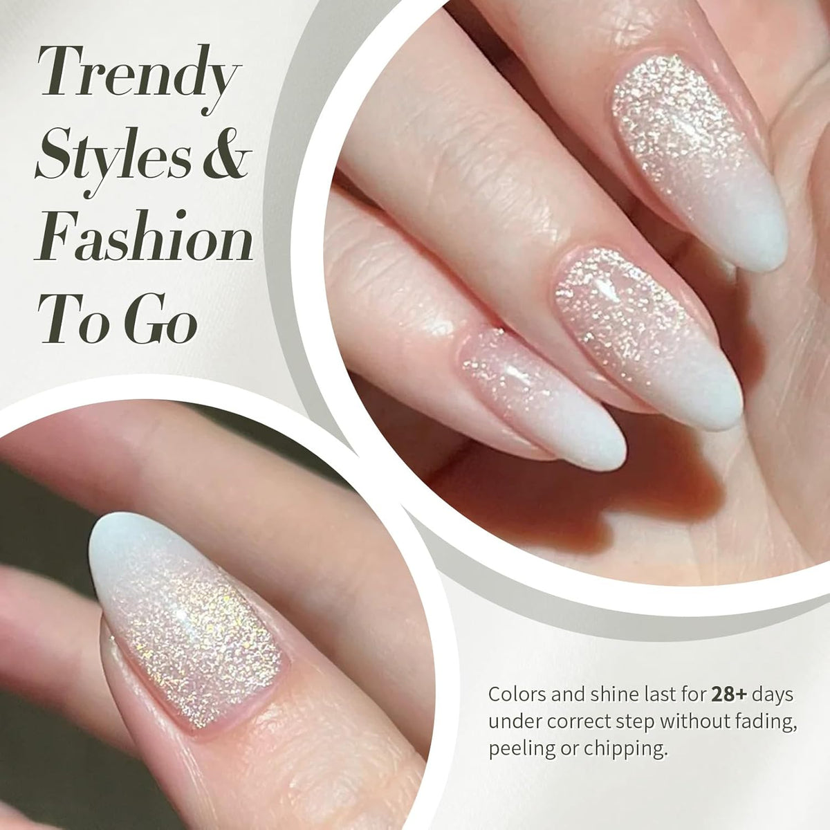 BORN PRETTY Cat Magnetic Eye Gel Nail Polish, Milky White Cat Glitter Cat Magnetic Gel Nail Polish, Holographic Magnetic Nail Polish for Nail Art Manicure Salon DIY at Home 15ML