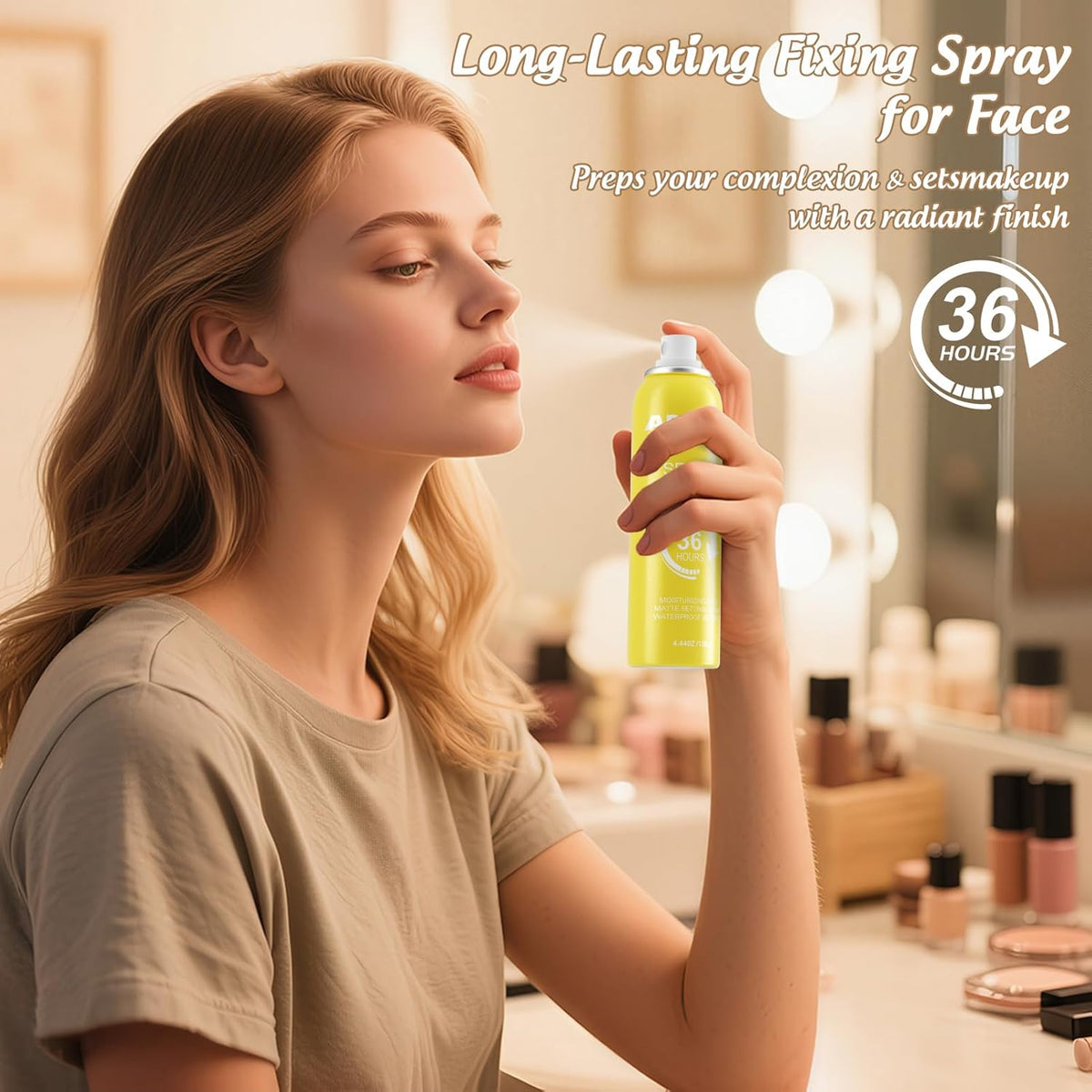 Setting Spray for Makeup Long Lasting for up to 36HR Wear Vitamin C Ultra-Fine Face Mist Dewy Hydrating & Soothing Finishing Spray for Make Up Fixing Spray All-Day Fresh Look 4.44 oz