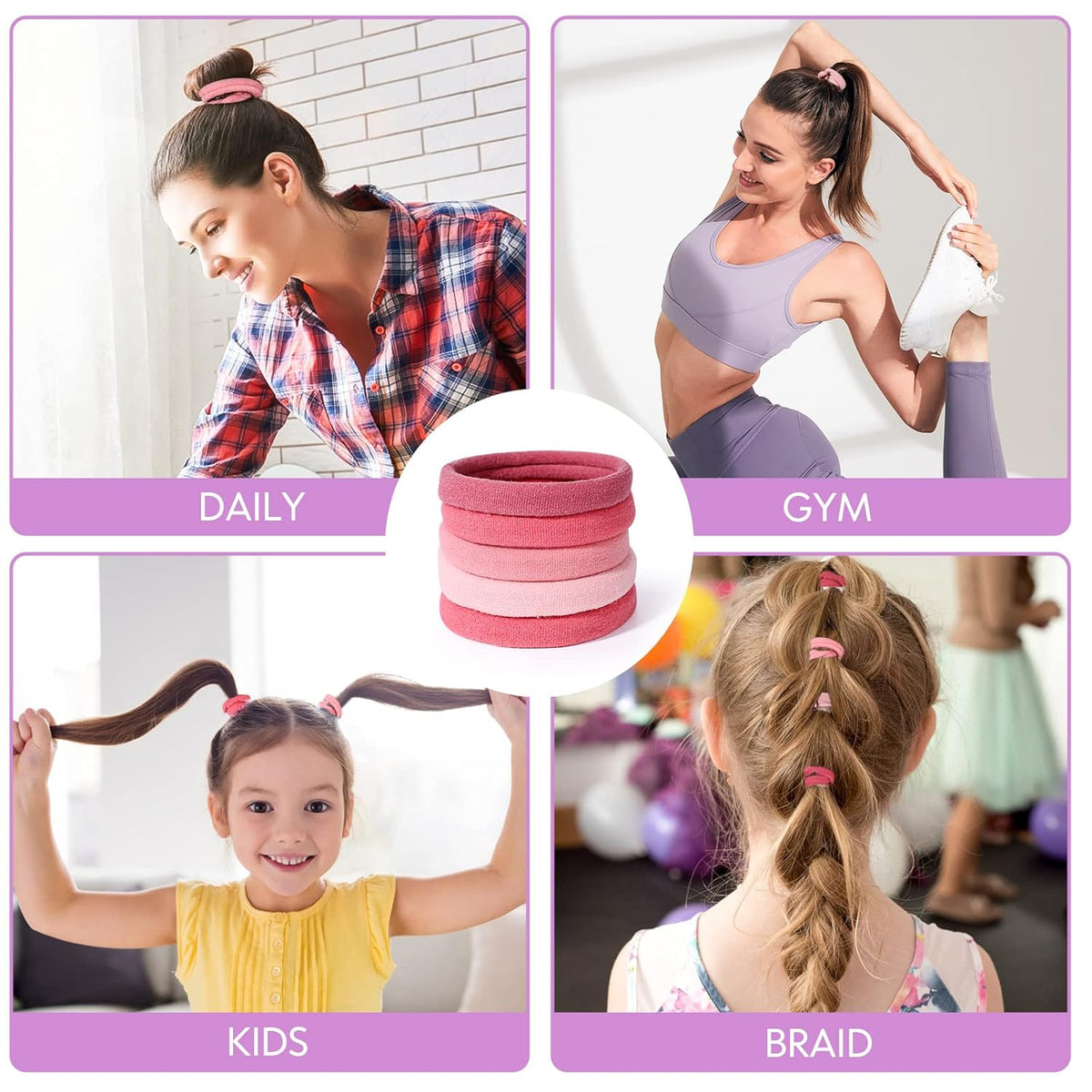 URTHEONE Scalp Massager Shampoo Brush, Hair Scalp Scrubber Head Massager with Soft Silicone Bristles for Women Men Kids Pets Shower and Hair Growth(Pink) Includes 5 Pcs Hair Ties