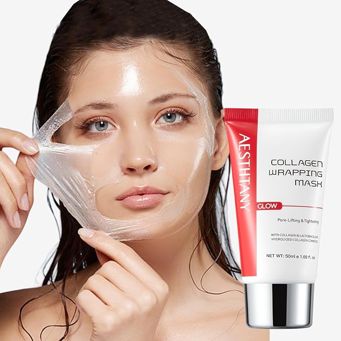 Collagen Peel Off Mask with Peptides and 4D Hyaluronic Acid for Firming, Hydrating, Pore Minimizing, and Fine Line Reduction
