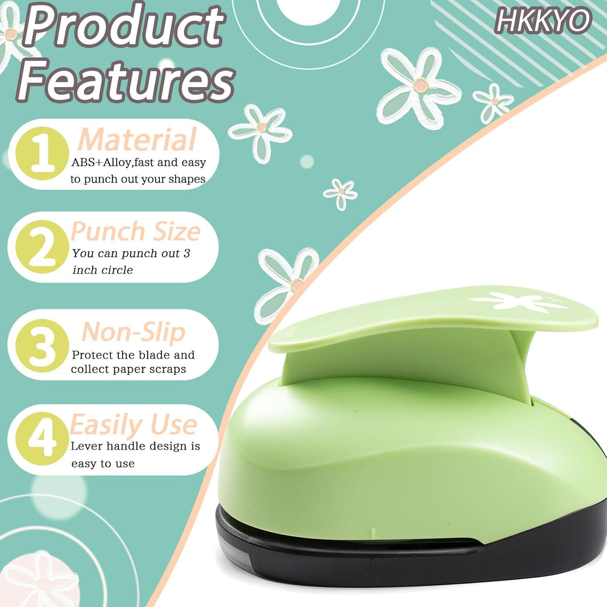 Flower Hole Punch, Flower Punches for Paper Crafts, Daisy PaperPunch, 3 inch FlowerPunch, Daisy Punches, FlowerShape Craft Punches, Large FlowerHole Puncher Shape, Scrapbooking Puncher