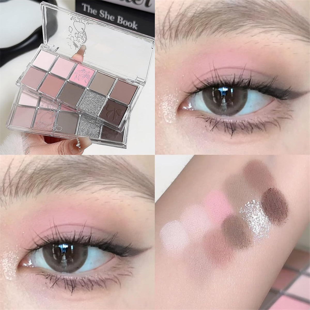 Erinde 10 Colors Eyeshadow Palette Makeup - Matte Shimmer Glitter Eye Shadow, Ultra-Blendable, High Pigmented, Naturing-Looking, Neutral Nude Eyeshadow Pallet with Professional Brush,19