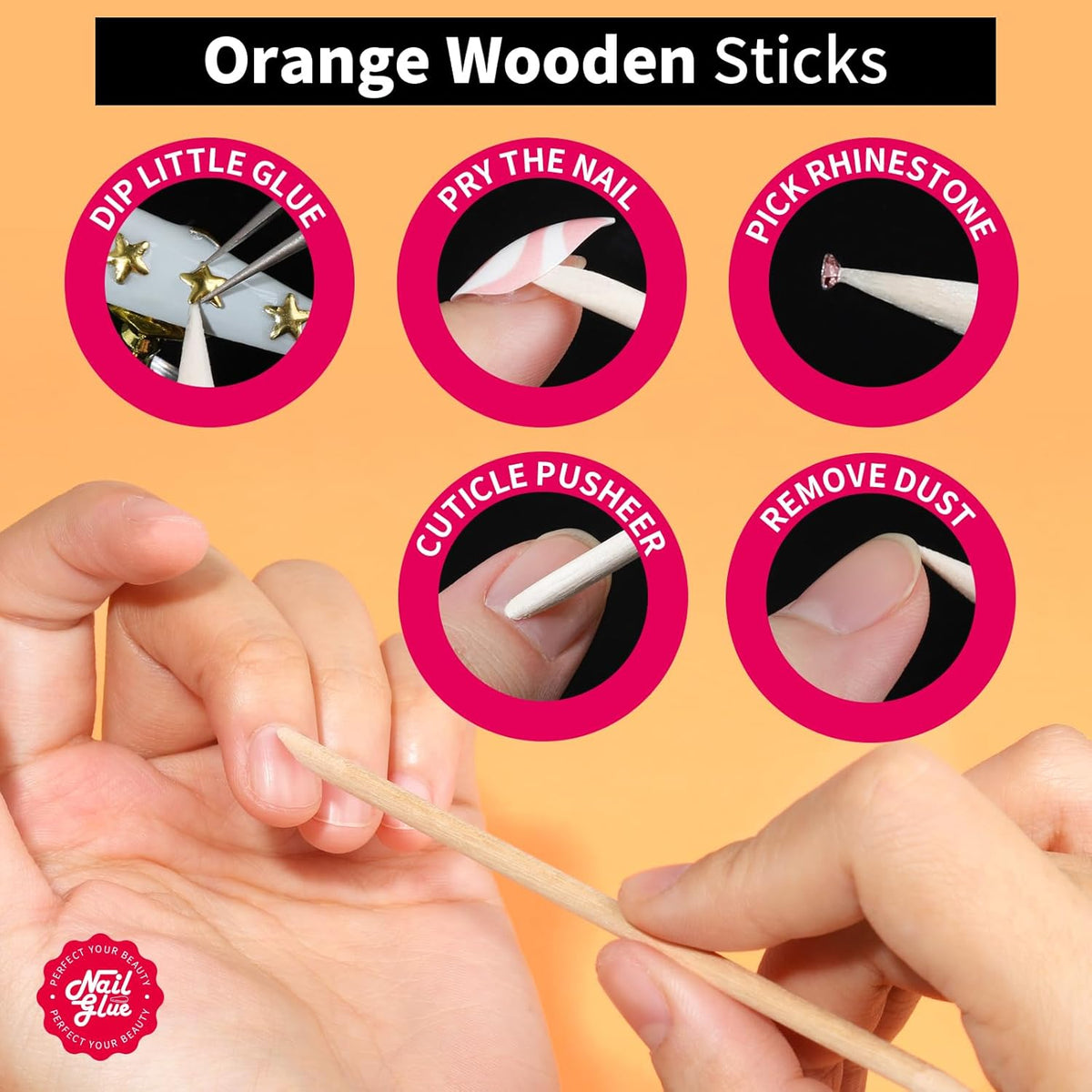 Teenitor Pink Nail Glue, 10 Pack Brush On, Strong for Press Ons & Acrylic Nails, Water Resistant, Fast Drying, No Lamp Needed