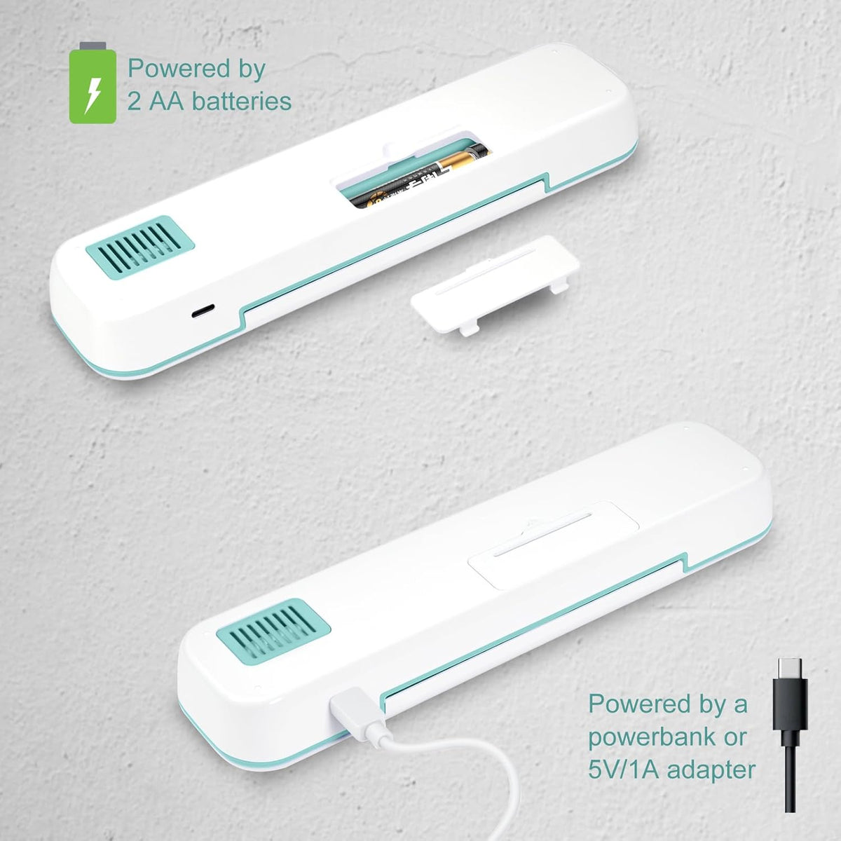UV Toothbrush Sanitizer and Holder, Portable Travel Case and Cover, Toothbrush Cleaner Powered by AA Battery or USB-C, Fits Most Brushes