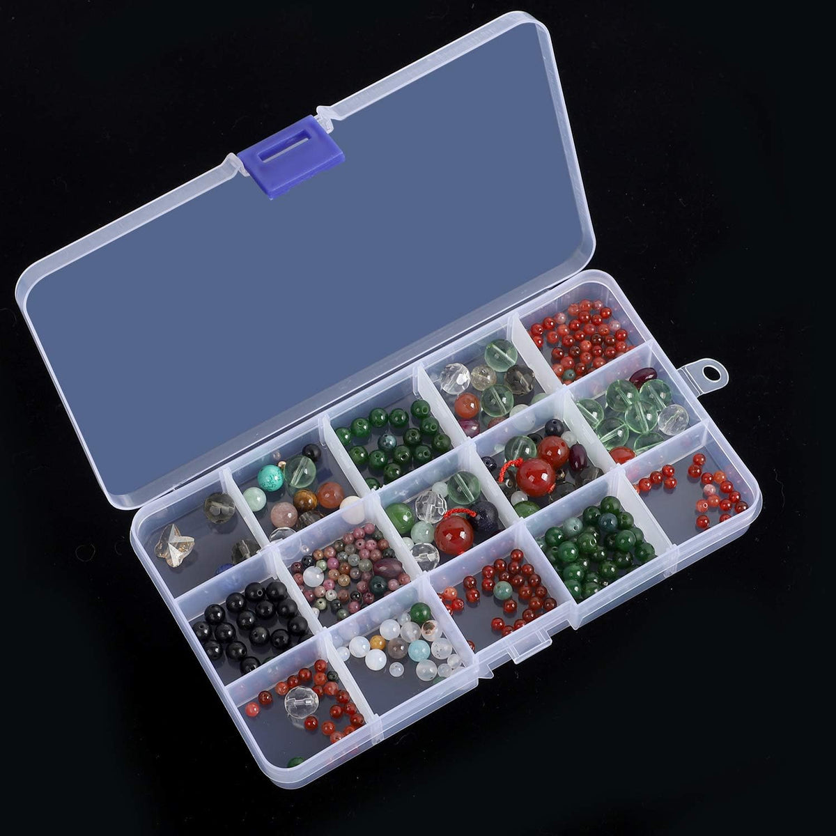 KINJOEK 10 Pack 15 Grids Plastic Bead Organizer Containers Storage, Adjustable Dividers Diamond Jewelry Craft Painting Storage Case, Clear Small Fishing Tackle Box for Sewing Cross Stitch Accessories