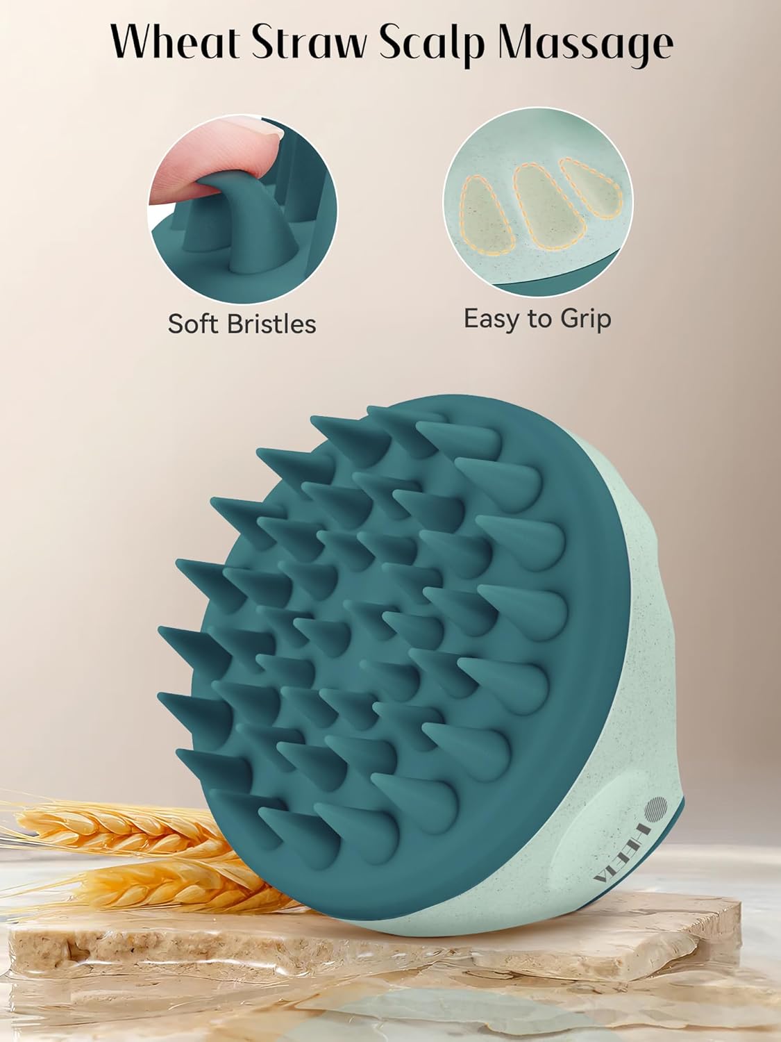 HEETA Scalp Massager with Soft Silicone Bristles for Hair Growth, Dandruff Removal, Itching Relief - Shampoo Brush for Hair Care and Relaxation (Coral Pink & Green)