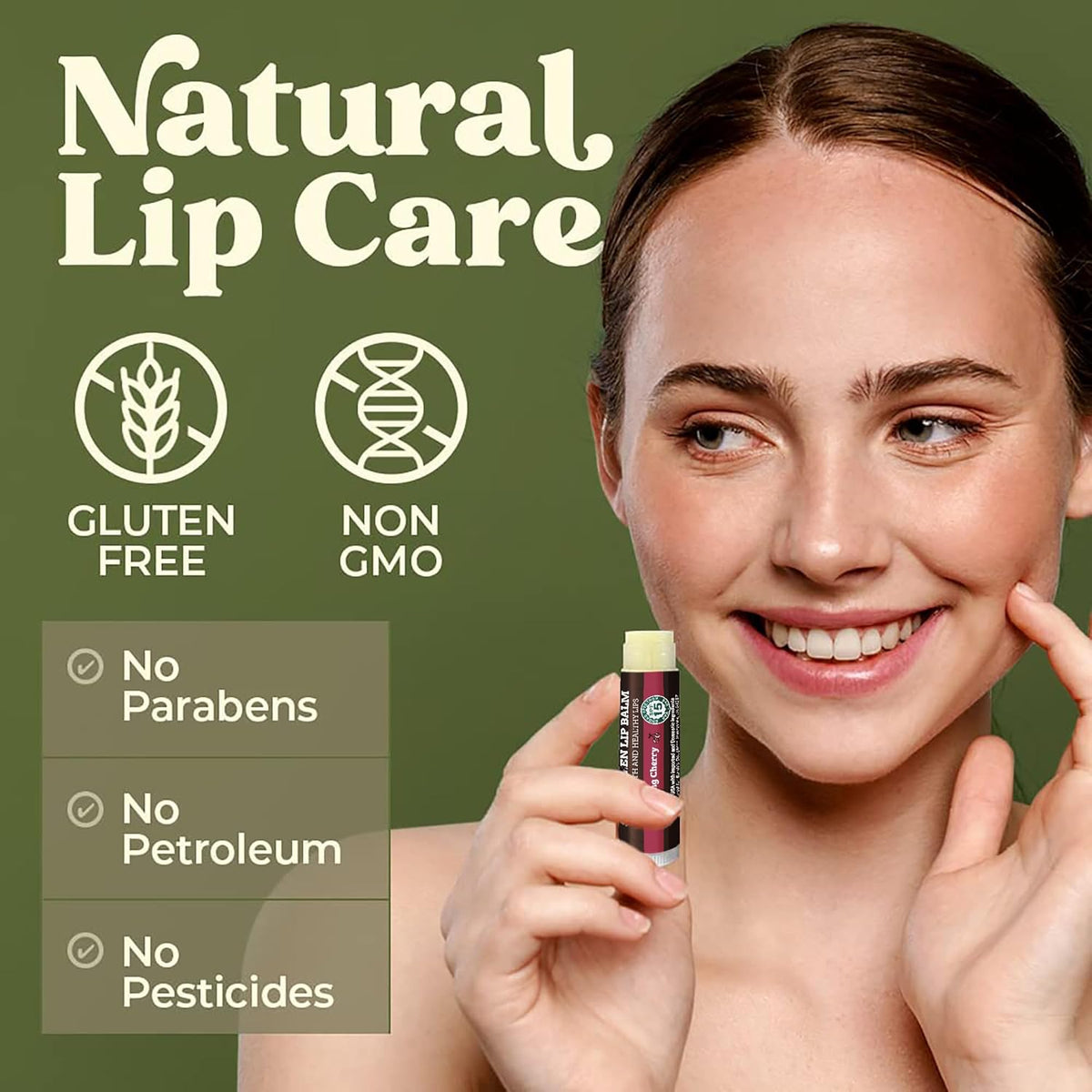Earth's Daughter SPF Lip Balm Cherry Flavor 4-Pack - Lip Sunscreen, SPF 15, Organic Ingredients, Beeswax, Coconut Oil, Vitamin E - Hypoallergenic, Paraben Free, Gluten Free