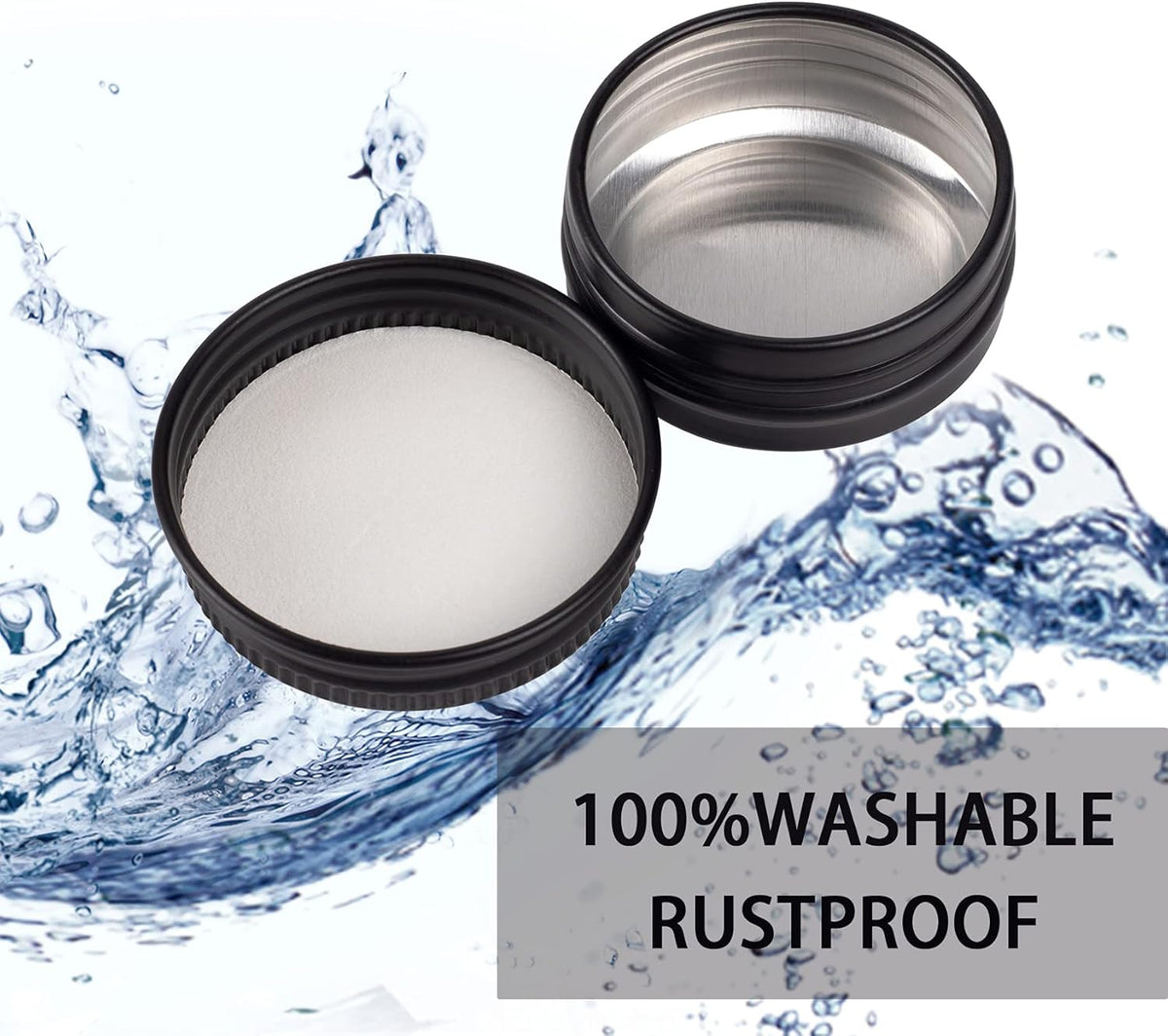 0.5 oz Screw Top Aluminum Tin Jar with Screw Lid and Blank Labels (Black - Pack of 32)