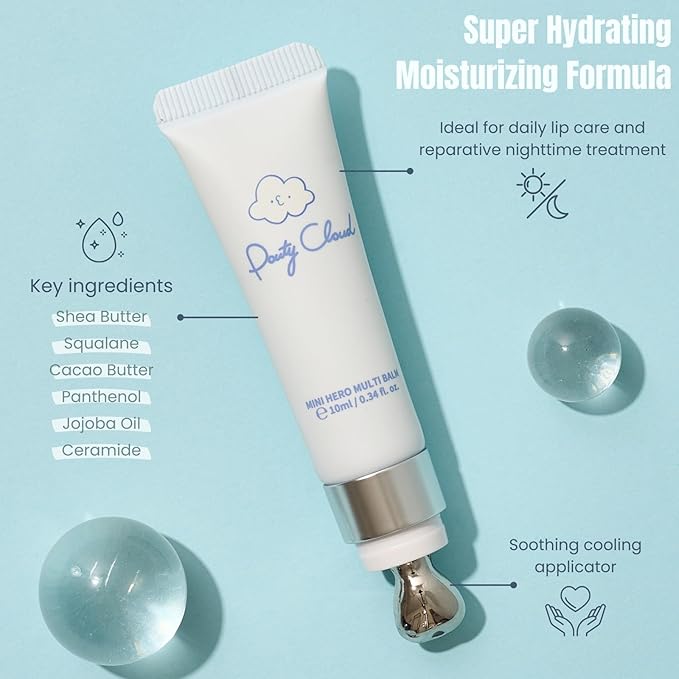 Vegan Multi Balm With Shea Butter, Squalane, Ceramide, Fragance-Free, Beeswax-Free, Petrolatum-Free, Cruelty-Free, Best for Dry, Chapped Lips And Skin. 0.34fl. oz. (Untinted)
