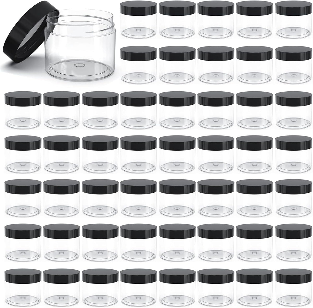 50 Pieces 4oz Plastic Jars with Lids Clear Round Cosmetic Container Empty Storage Jars for Makeup,Jewelry,Samples,Travel Storage