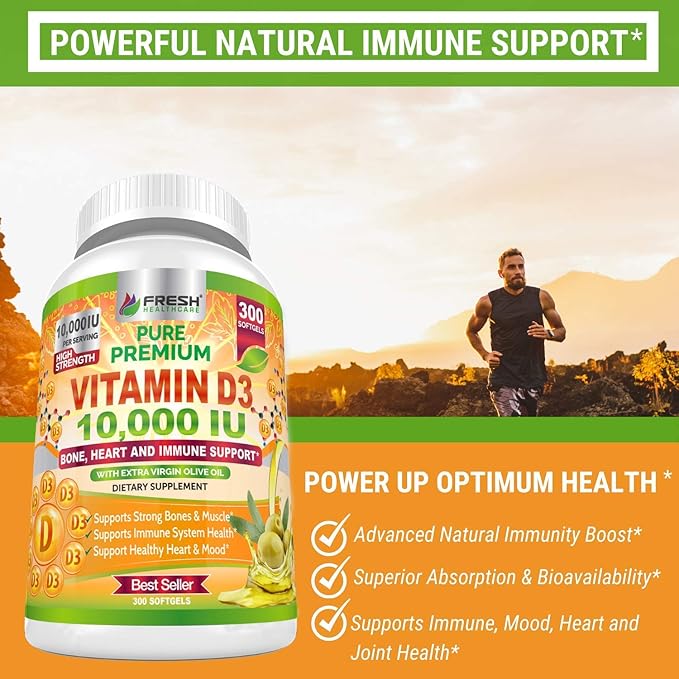 FRESH HEALTHCARE Chlorella and Vitamin D3 10,000 IU - Bundle
