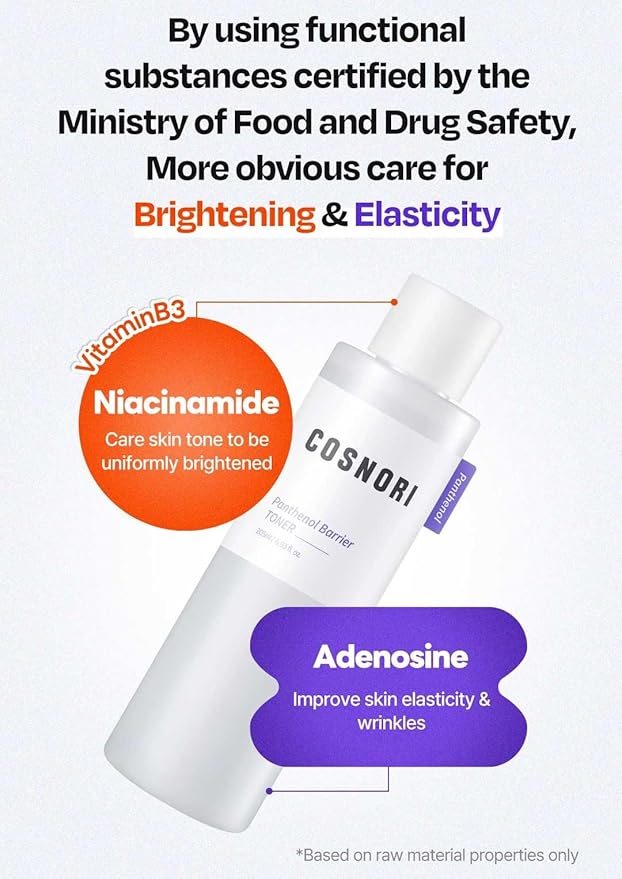 COSNORI Panthenol Barrier Toner - Vegan Skin Barrier strengthening Toner, Korean Skincare, High Content panthenol, Kakadu Plum Extract, Skin Texture&Hydration Care, 6.93 fl.oz