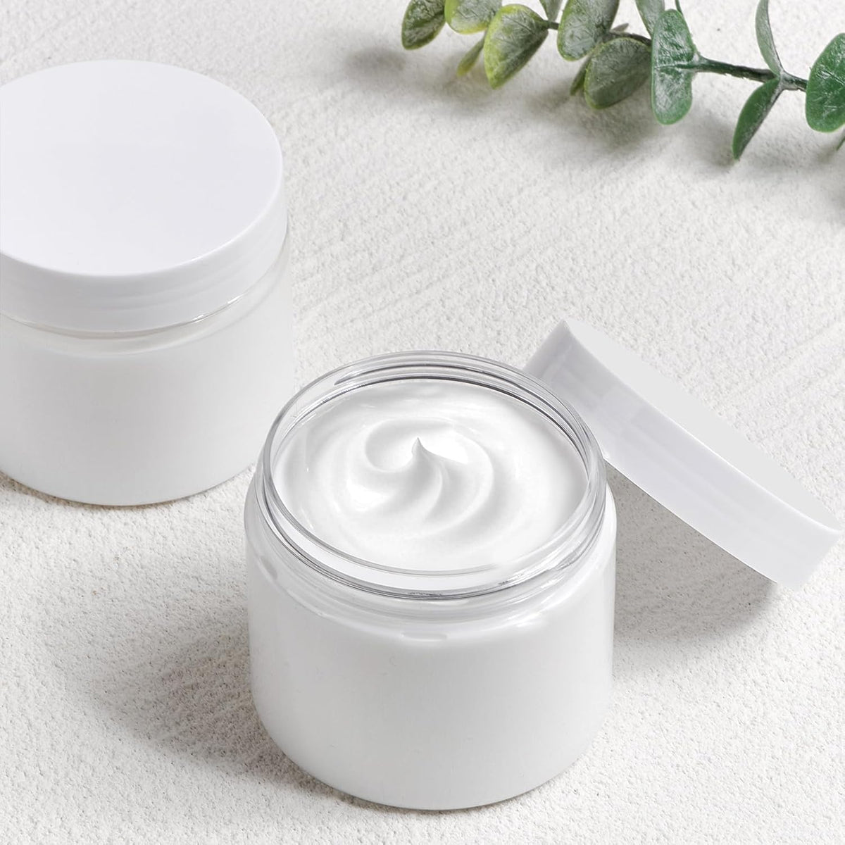 TUZAZO 48 Pack 6 Oz Plastic Container Jars with Lids and Labels BPA Free, Empty Round Clear Cosmetic Containers Plastic Slime Jars for Lotion, Cream, Ointments, Body Butter, Travel Storage (48)