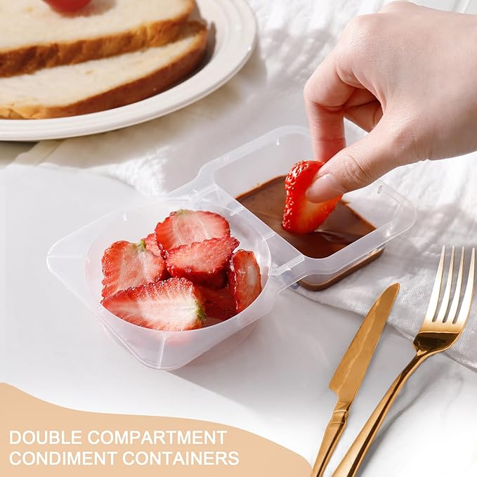 Reusable Snack Containers with Lids: Snack Containers 20Pcs - Snackle Box Container Portion Control - Snack Pack Containers - Double Compartment Snack Containers for On the Go - Travel Essentials