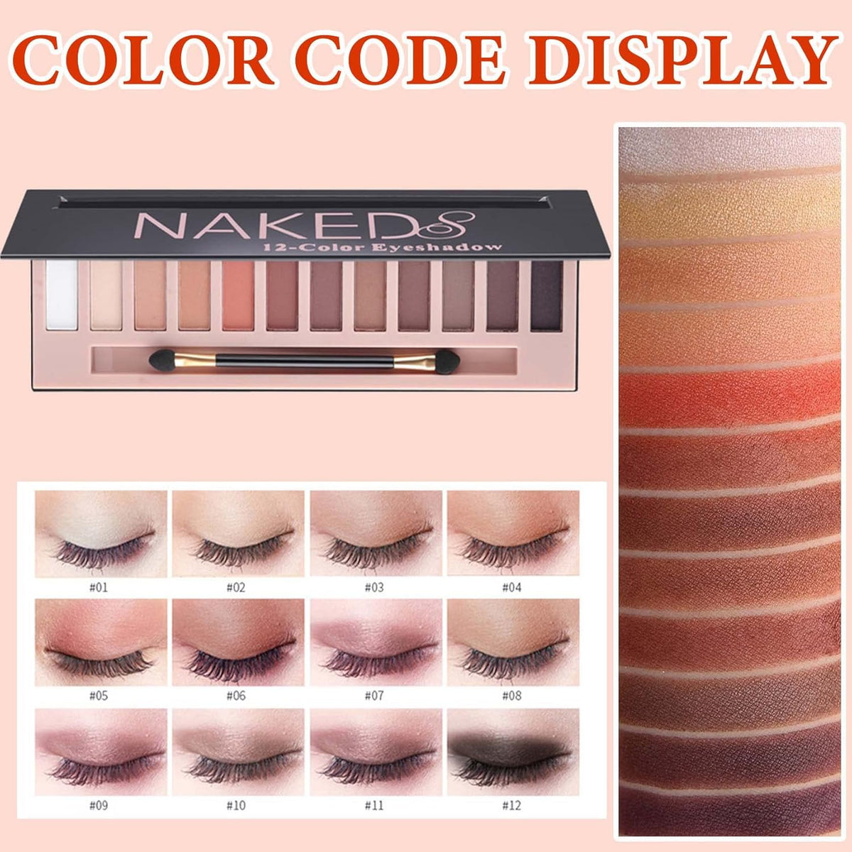 12 Color Naked Eyeshadow Palette,Matte Earth Color Eyeshadow,Natural Nude Eyeshadow Palette,Professional Waterproof and Smudge Proof Eye Shadow Palette Kit,Eye Makeup Set for Women（A）
