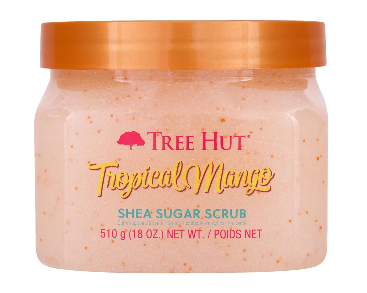 Tree Hut Shea Sugar Scrub Tropical Mango, 18oz, Ultra Hydrating and Exfoliating Scrub for Nourishing Essential Body Care