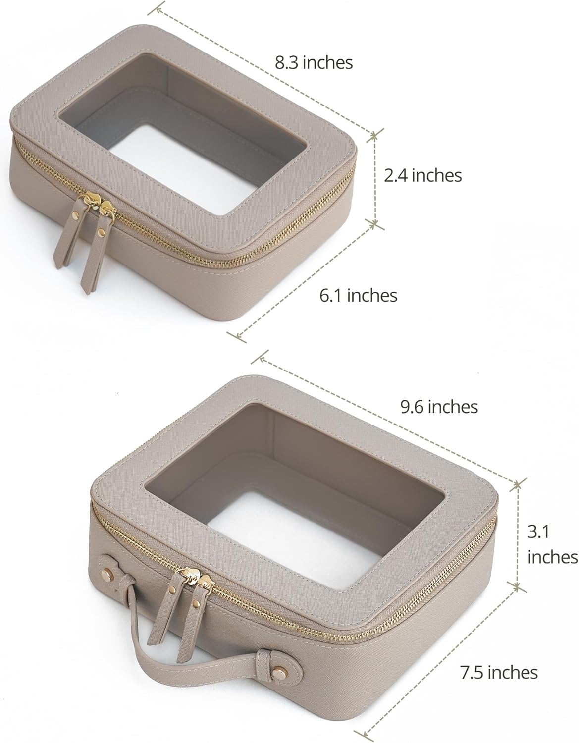 Popvibe Clear Makeup Bag Travel Cosmetic Case Transparent Toiletry Bag with Zipper, Portable Make Up Organizer Traveling Compact Car Bag for Essentials