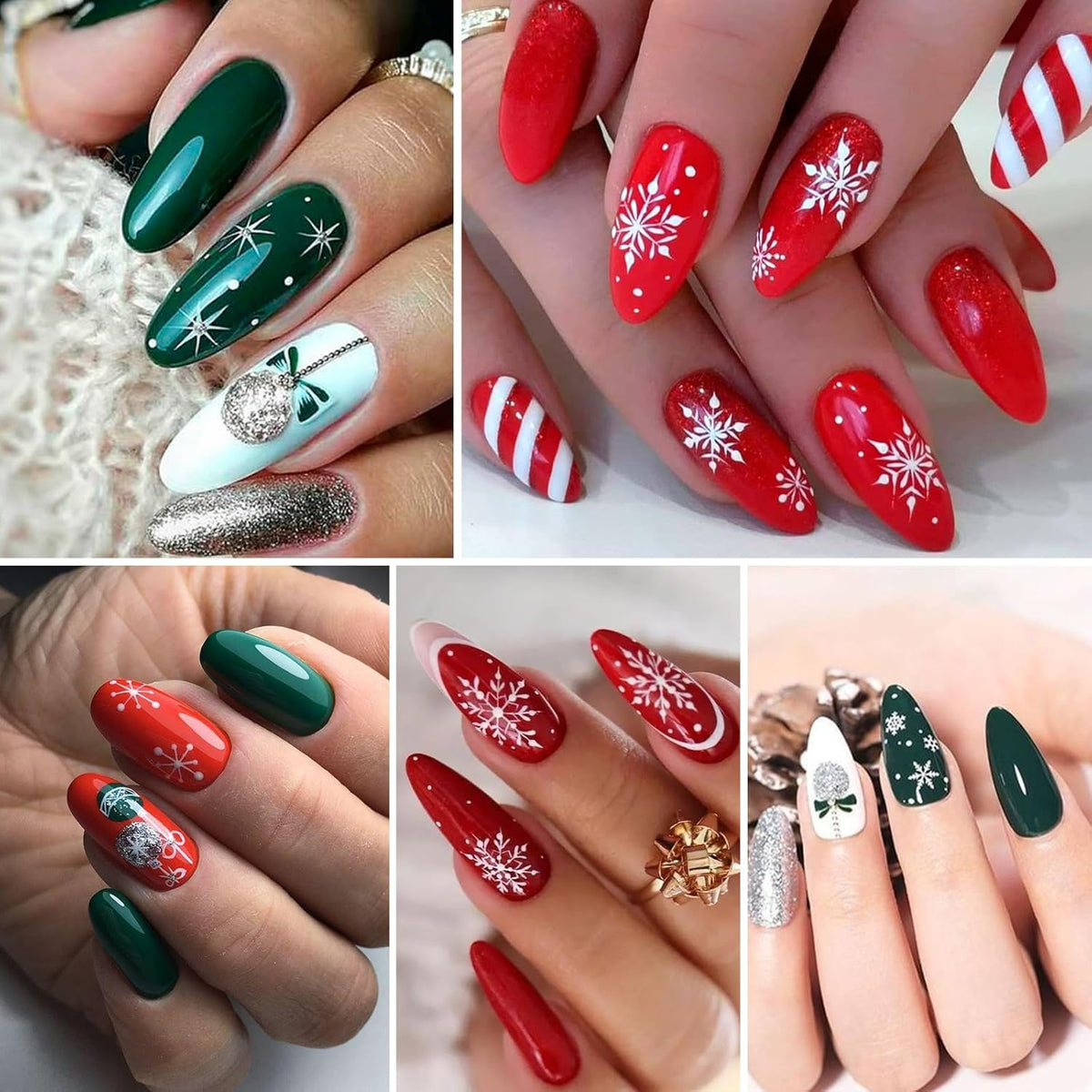 6 Box Chrome Nail Powder, Chrome Effect Nail Powder Set, Shiny Nail Glitter Powder with Magic Mirror Effect for Nail Art Design Decoration(Christmas Color Series)