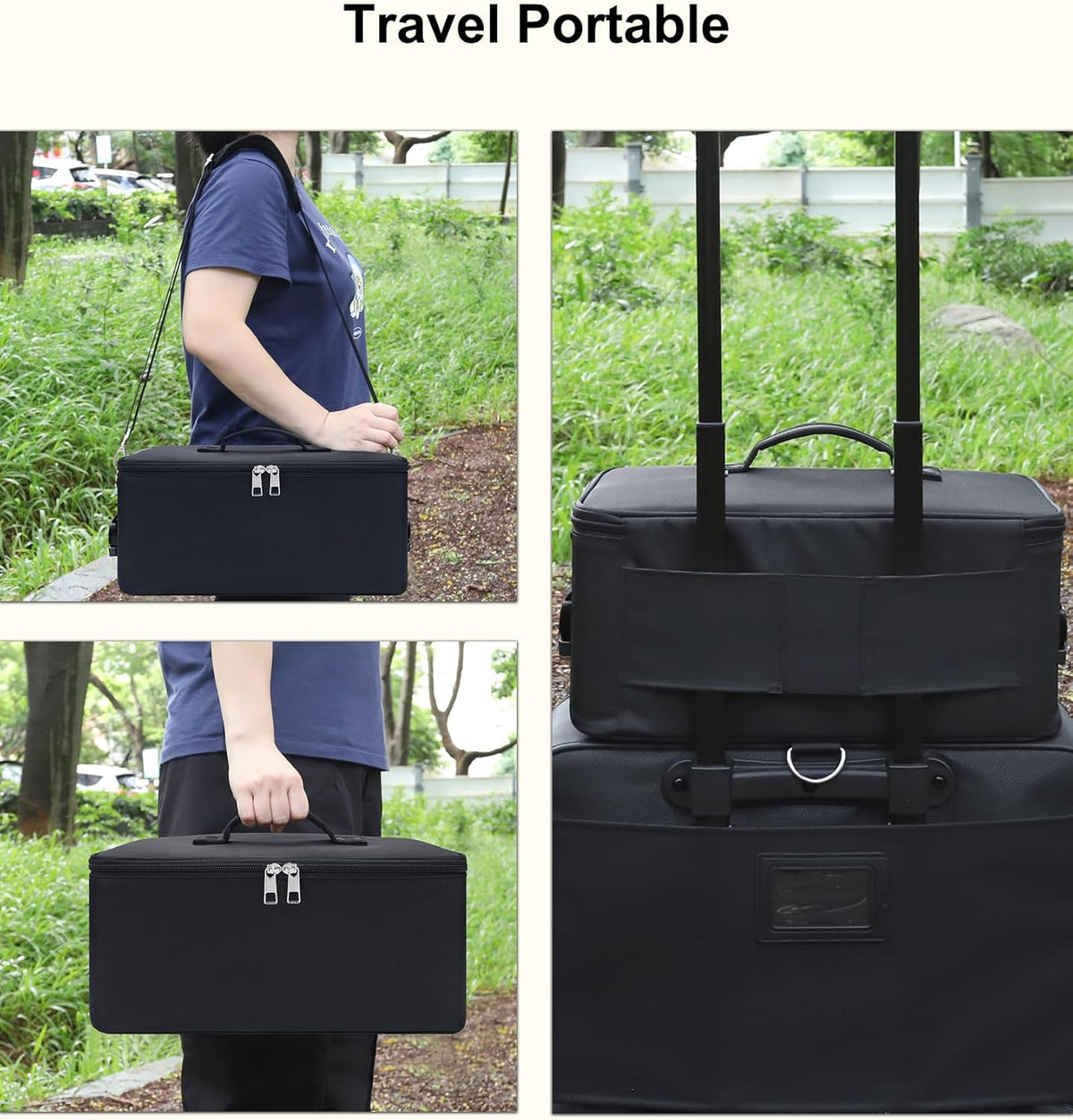 Relavel Makeup Bag Large Makeup Case Professional Cosmetic Storage Organizer Box Brush Holder with 3 Clear Set Bags for Makeup Artists with Shoulder Strap & Adjustable Dividers
