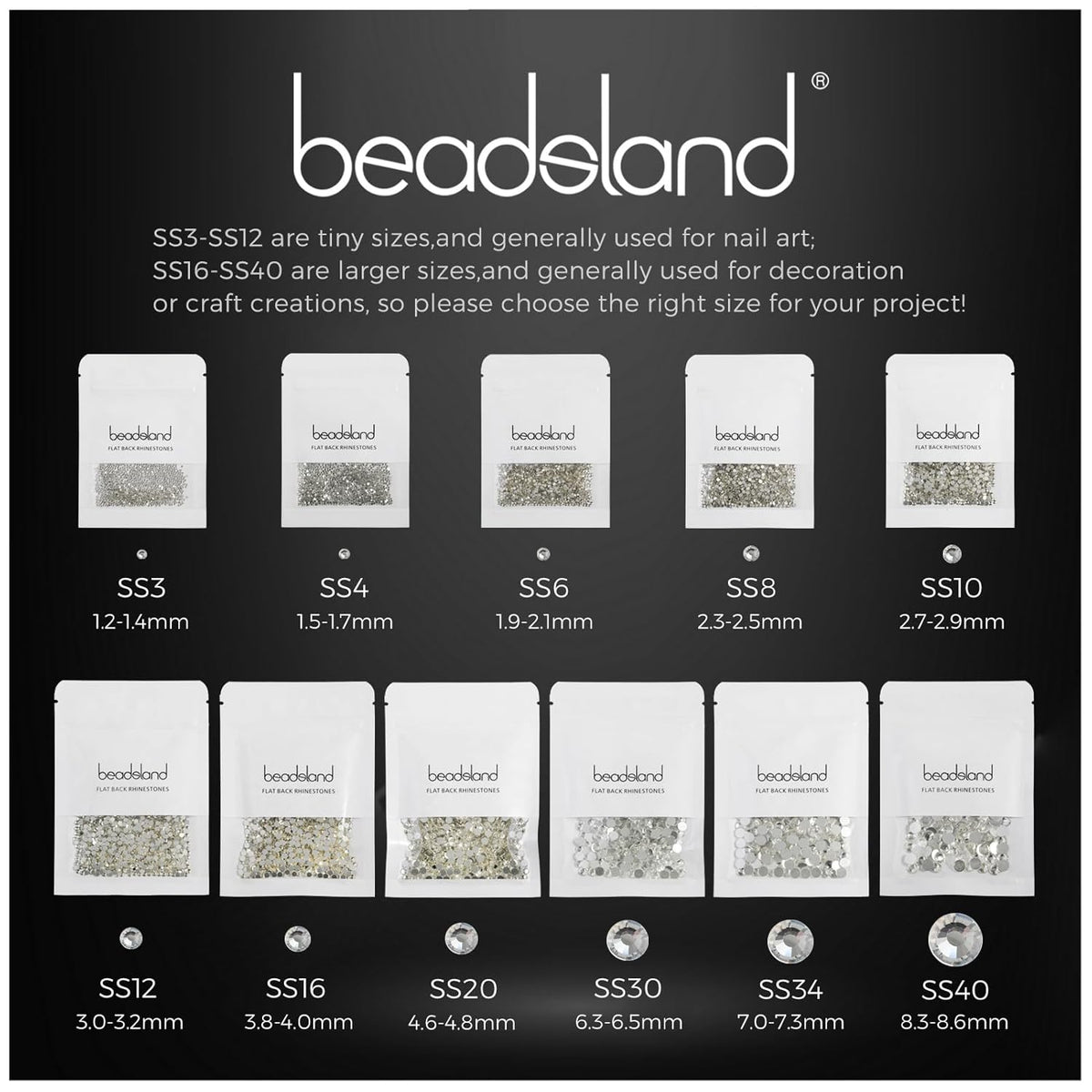 beadsland Flat Back Crystal Rhinestones Round Gems for Nail Art and Craft Glue Fix,Capri Blue (1.3-1.4mm) SS3/1440pcs