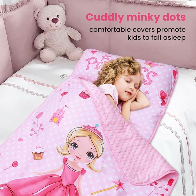 Kids Sleeping Bag Nap Mat with Removable Pillow and Blanket,Extra Thick Large 2 in 1 Slumber Bags for Boys Girls,Toddler Nap Mat for Preschool Daycare Travel Camping