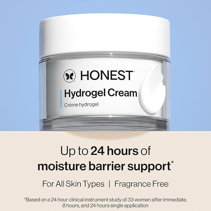 Honest Beauty Hydrogel Cream with Hyaluronic Acid | Lightweight, Moisturizing Water Cream | Gentle for Sensitive Skin, Fragrance Free, Vegan | 1.7 fl oz