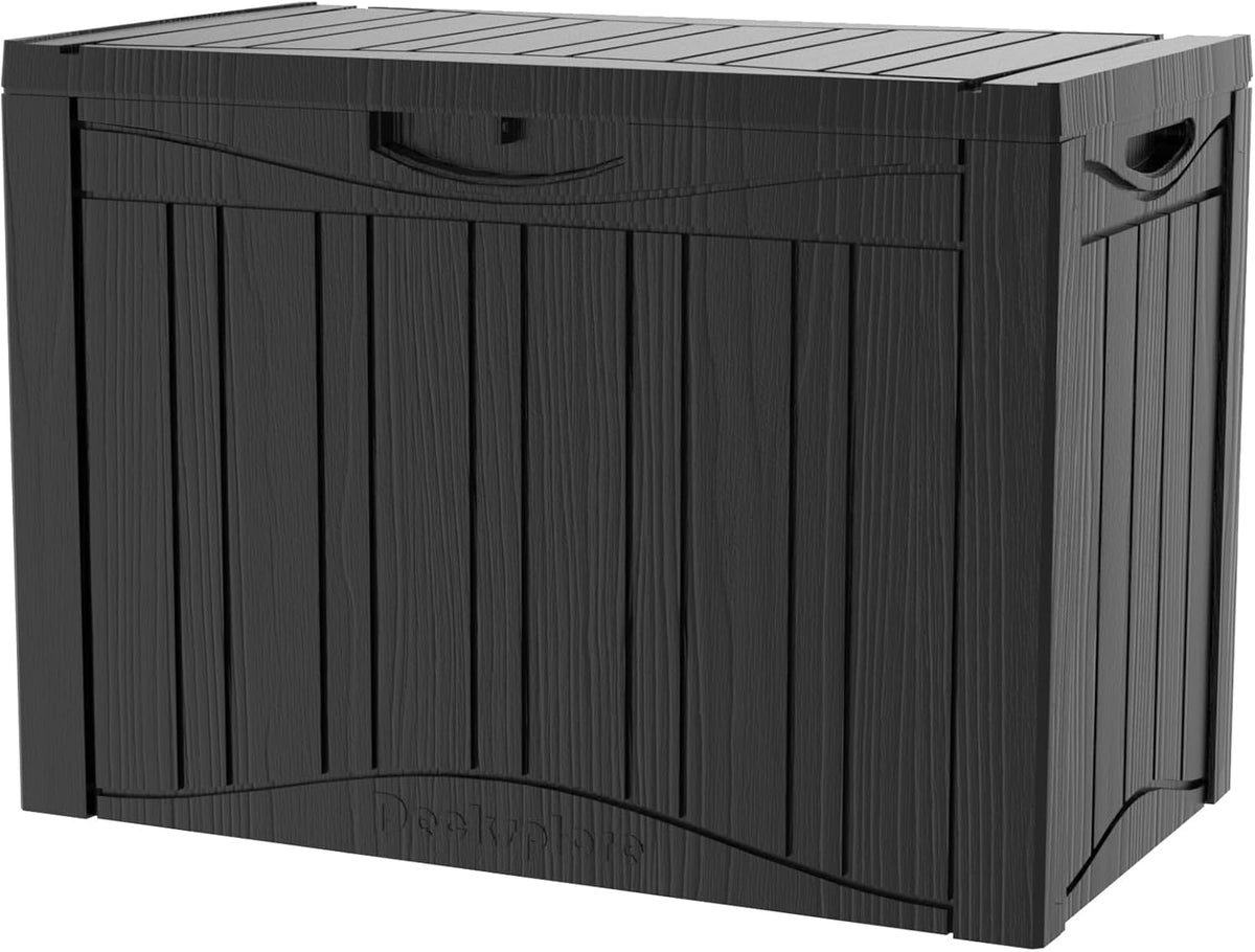 45 Gallon Waterproof Deck Storage Box - All-Weather Outside Storage Box with Lock, Outdoor Box Storage for Patio/Pool Accessories, UV-Resistant Resin, Matte Black