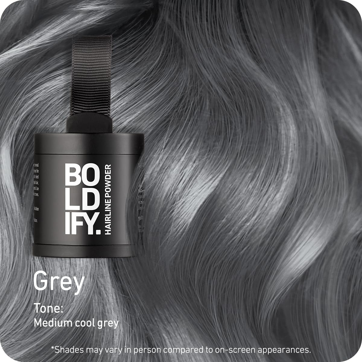 BOLDIFY Hairline Powder (LARGE, 10g) - Root Touch Up Hair Color for Gray Coverage - Bald Spot Concealing Hair Powder for Women & Men - 48-Hour Stain-Proof - Gray