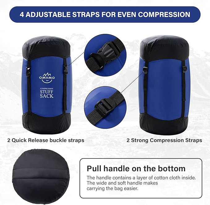 Compression Sack, 12L/19L/32L/46L/53L Water-Resistant Sleeping Bag Stuff Sack,Anti-Tear Ultra Light 400T 20D Nylon Storage Bag,Space Saving Gear for Camping Hiking Travel 1Pcs