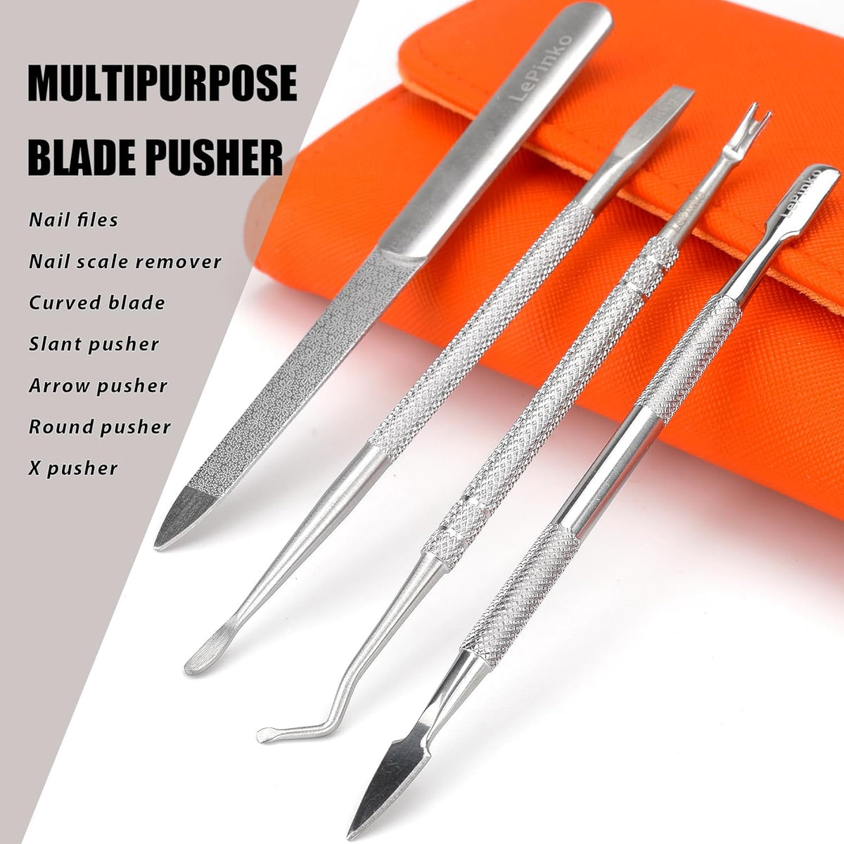 Nail Clippers Set for Thick Toenails and Fingernails, Heavy Duty Podiatrist Clippers for Ingrown Nails, Manicure Sets with Travel Leather Case, Gifts for Stocking Stuffers Men Women, 6PCS Orange