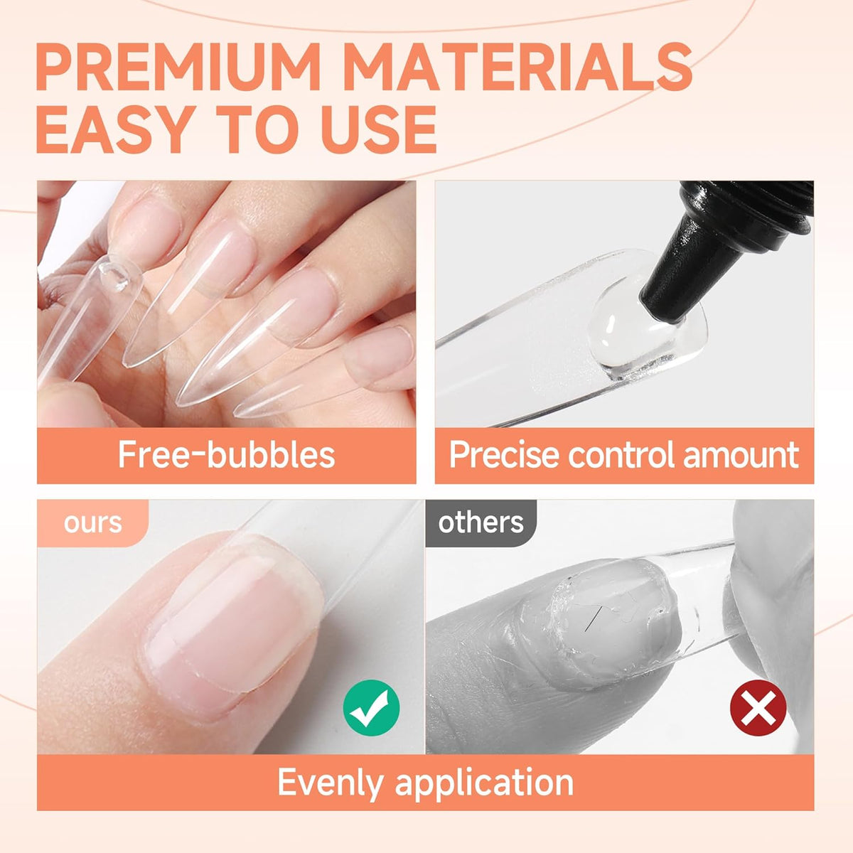 UNA GELLA Solid Nail Glue Gel 15ml Lamp Curing Needed Solid Soak Off U V/LED Lamp Required Super Strong Glue For Fake Acrylic Soft Gel Nail Tips Press On Nails Art Extension