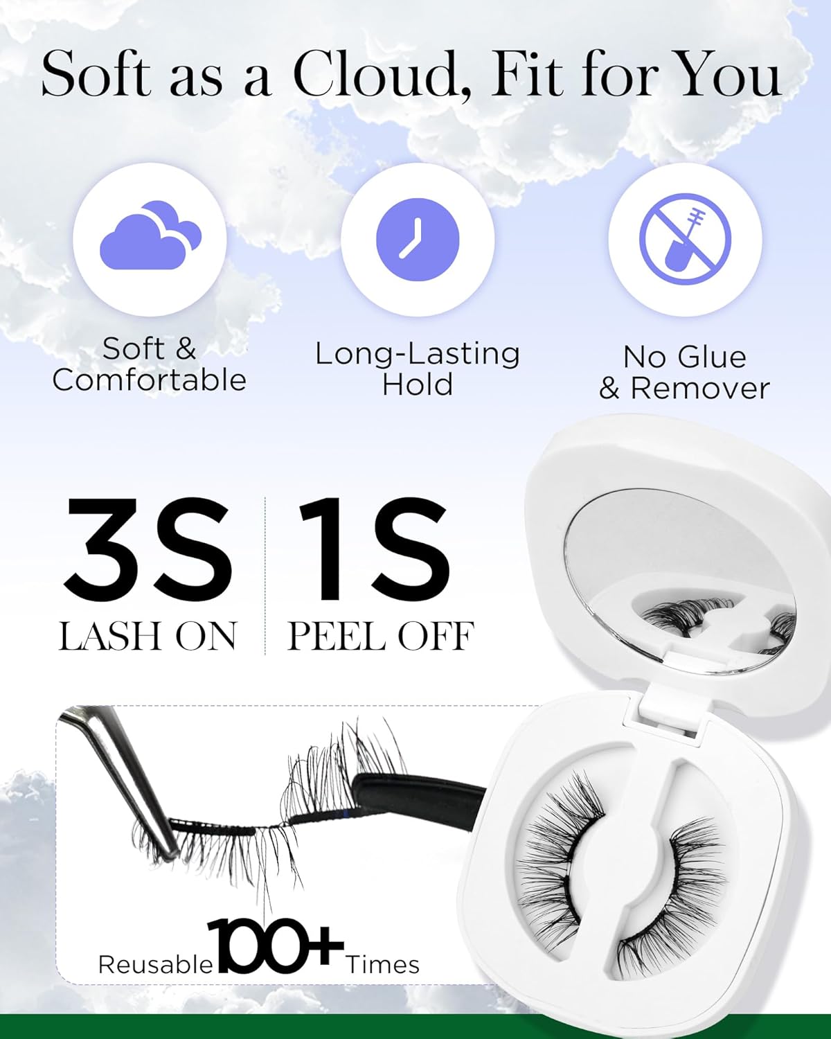 BEYELIAN Magnetic Eyelashes with Applicator Kit, Reusable Natural Look False Lashes, No Glue Needed Soft Magnetic Lashes for Eye MAGIC-33 (Lightweight & Comfortable)