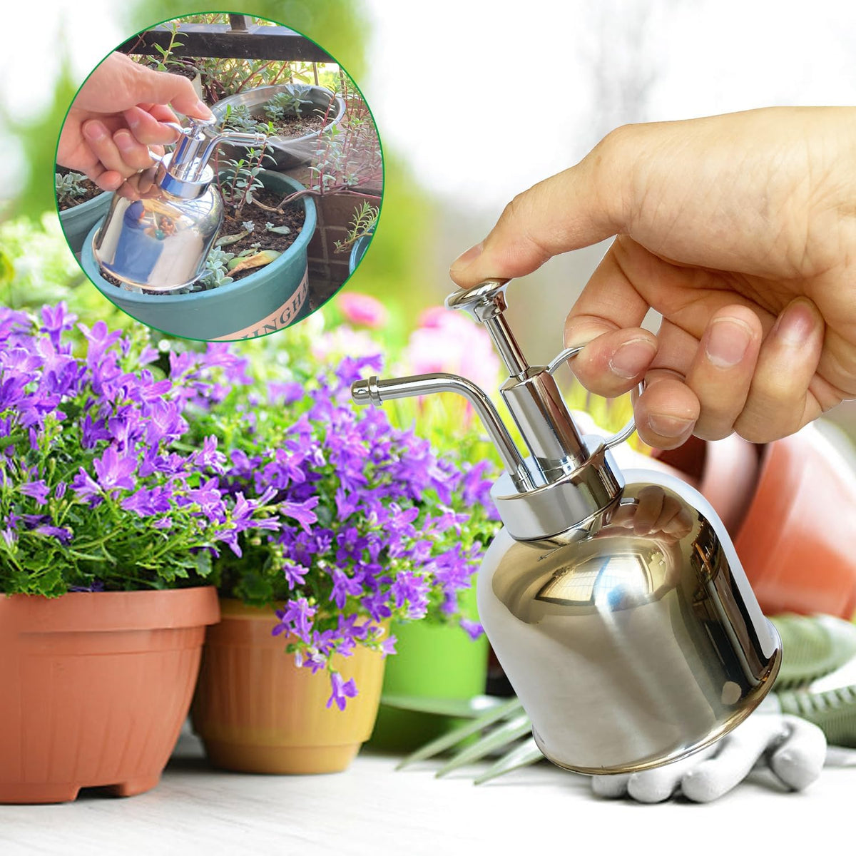 Plant Mister Spray Bottle Stainless Steel Plant Sprayer, Small Watering can Plant Spray Bottle Modern Gardening Tools for Indoor Potted Plants Watering and Spraying