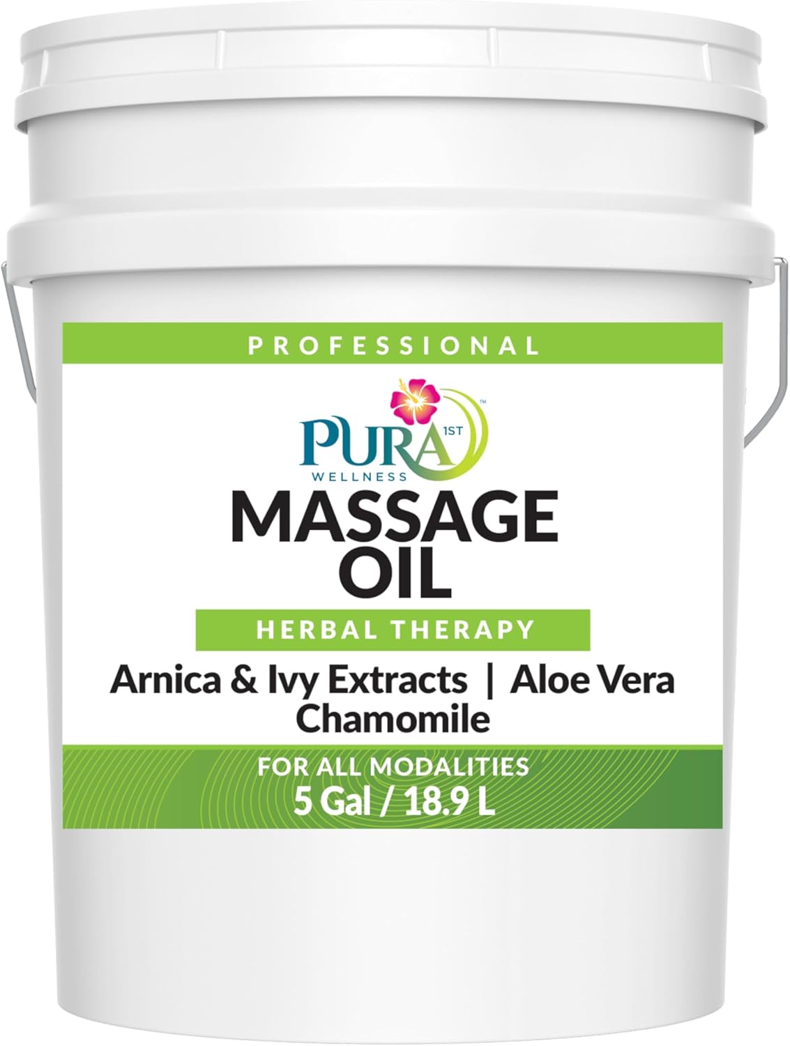 Wellness Professional Herbal Massage Oil 5 Gallon, Hypoallergenic Formula for Muscle Relief, Professional Deep Tissue, Unscented for Physical Therapy and Muscle Recovery, Hydrating, Skin Restoring