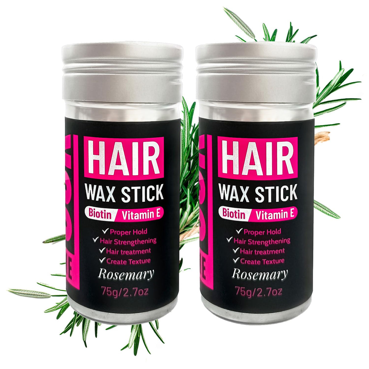 Hair Wax Stick 2.7 fl oz – Strong Hold, Tames Flyaways – Biotin, Vitamin E & Rosemary Formula – Hair Wax Stick for Men & Women, Slick Back Styles, Supports Healthy Hair for All Types