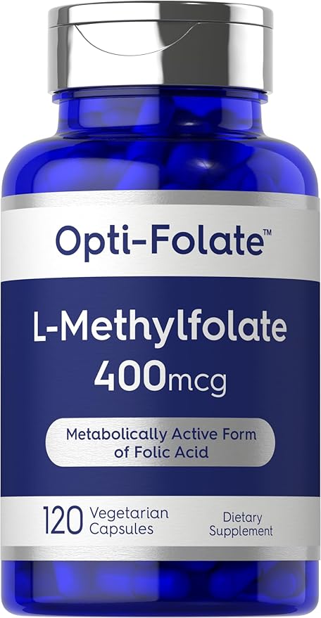 Carlyle L Methylfolate 400mcg | 120 Capsules | Vegetarian | Non-GMO, Gluten Free | Optimized and Activated Methyl Folate | by Opti-Folate