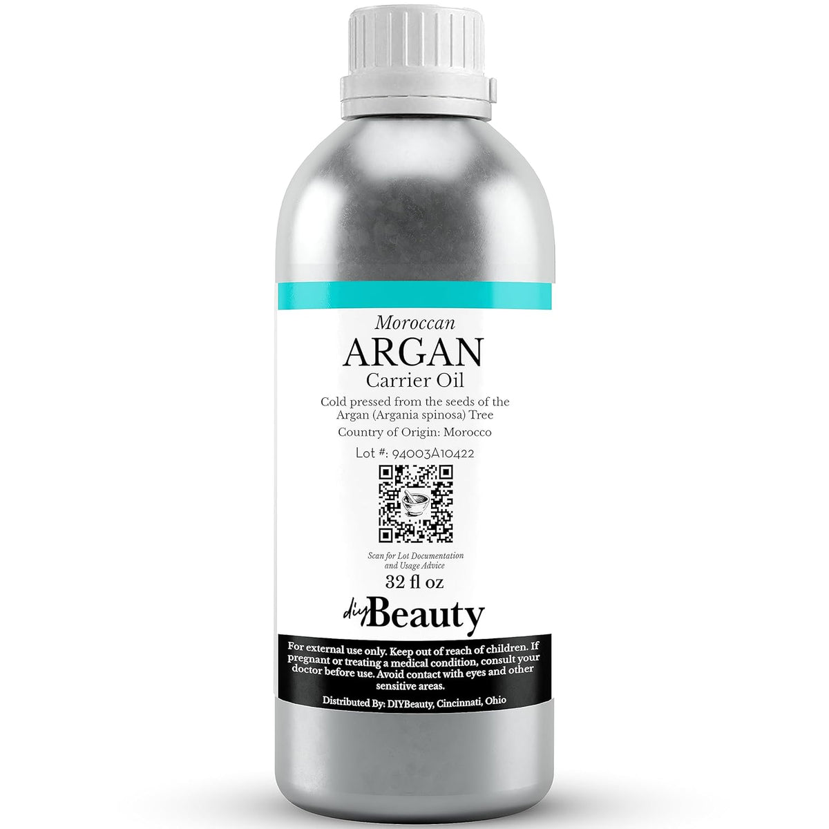 Bulk Argan Oil - 32 Fl Oz Large Size Bottle - Natural, Cold Pressed, 100 Percent Pure Argan Oil for Homemade Hair, Face and Skin Products - Light Aceite de Argan Carrier Oil