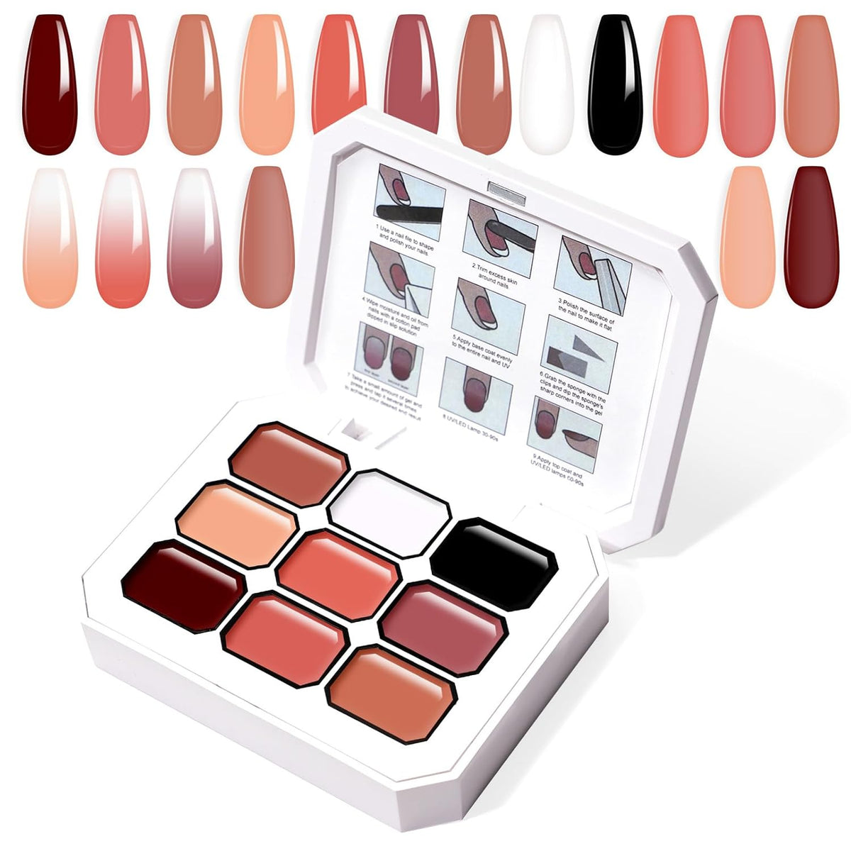 Gradient Painting Gel, 9 Colors Ombre Gel Nail Polish Nude Pink for Pigment Pat Nails Aura Nails French Manicure Long Lasting Home Salon DIY Nail Art Terracotta Blush