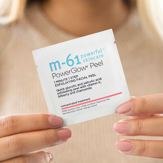 m-61 PowerGlow Peel | Exfoliating Facial Peel With Glycolic, Salicylic Acid. 1 Minute, 1 Step - 30 Treatments