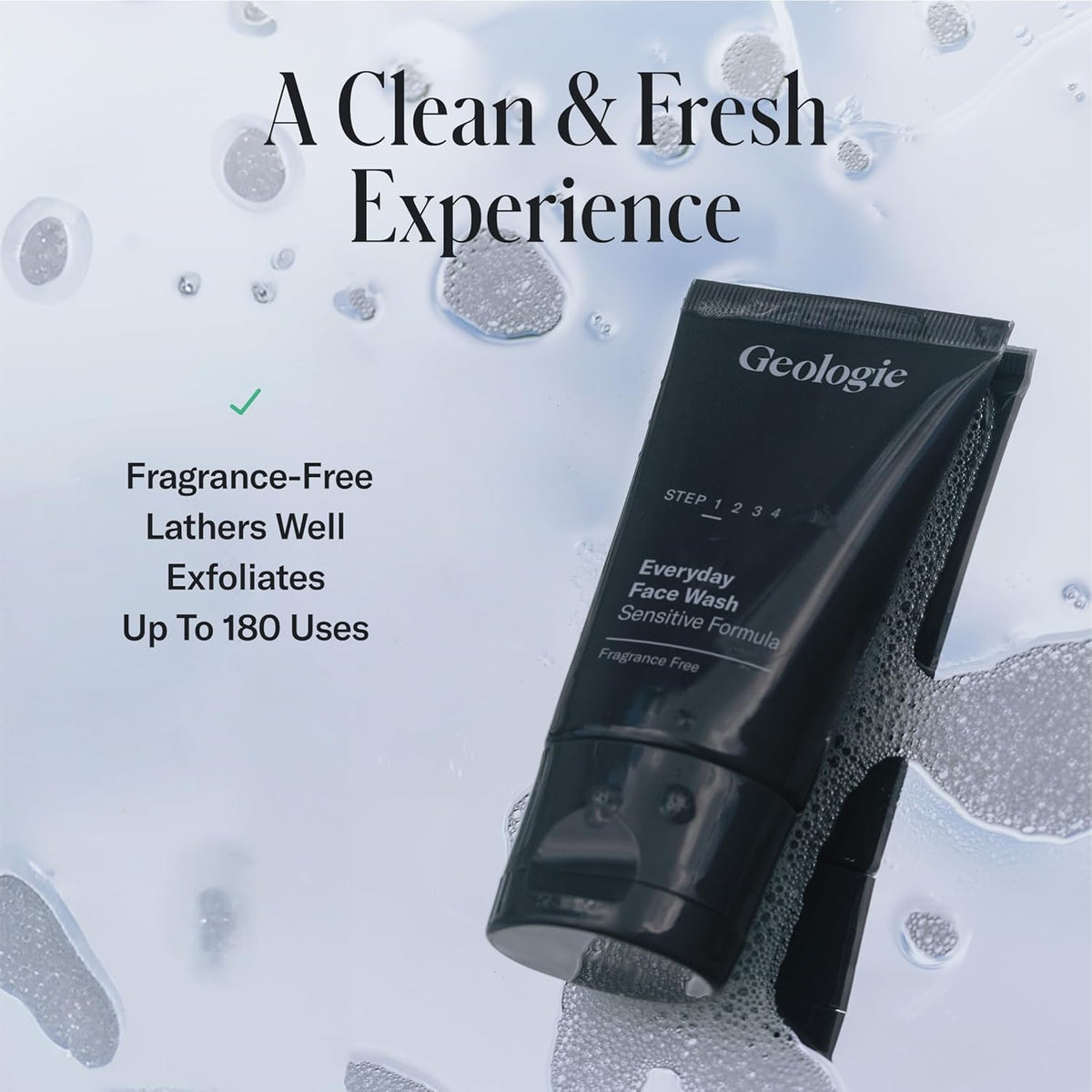 Geologie Daily Face Wash for Sensitive Skin | Fragrance-Free Facial Cleanser for Men & Women | Acne & Oil Control | Non-irritating, Gentle Cleansing & Soothing Face Wash | 2-Pack