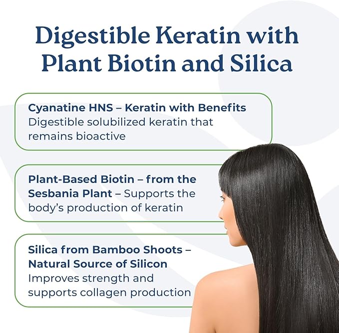 NatureCity True-HNS Hair Nails and Skin Cynatine Keratin and Plant Based Biotin Vitamin Supplement | Fuller and Stronger Hair and Nails | Non GMO | 60 Veggie Capsules