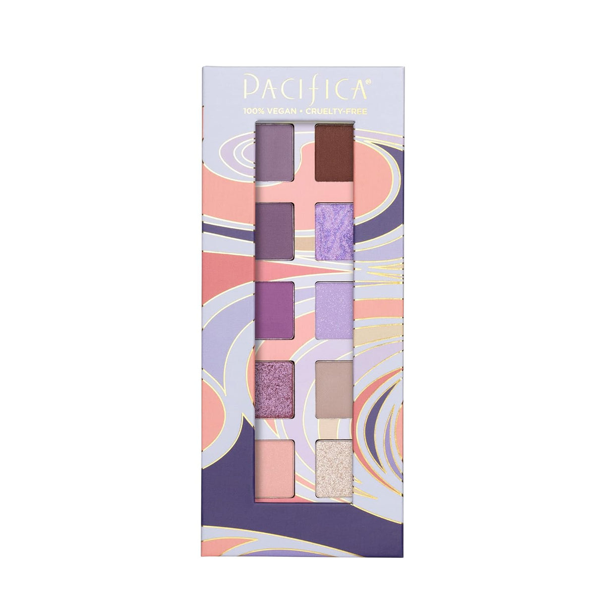 Pacifica Eyeshadow Palette – Purple Nudes Mineral Eyeshadow, Wearable Purple Tones with Matte, Shimmer & Metallic, Cocoa Butter Infused, Talc-Free, Vegan & Cruelty-Free, 0.24 oz (10 Shades)