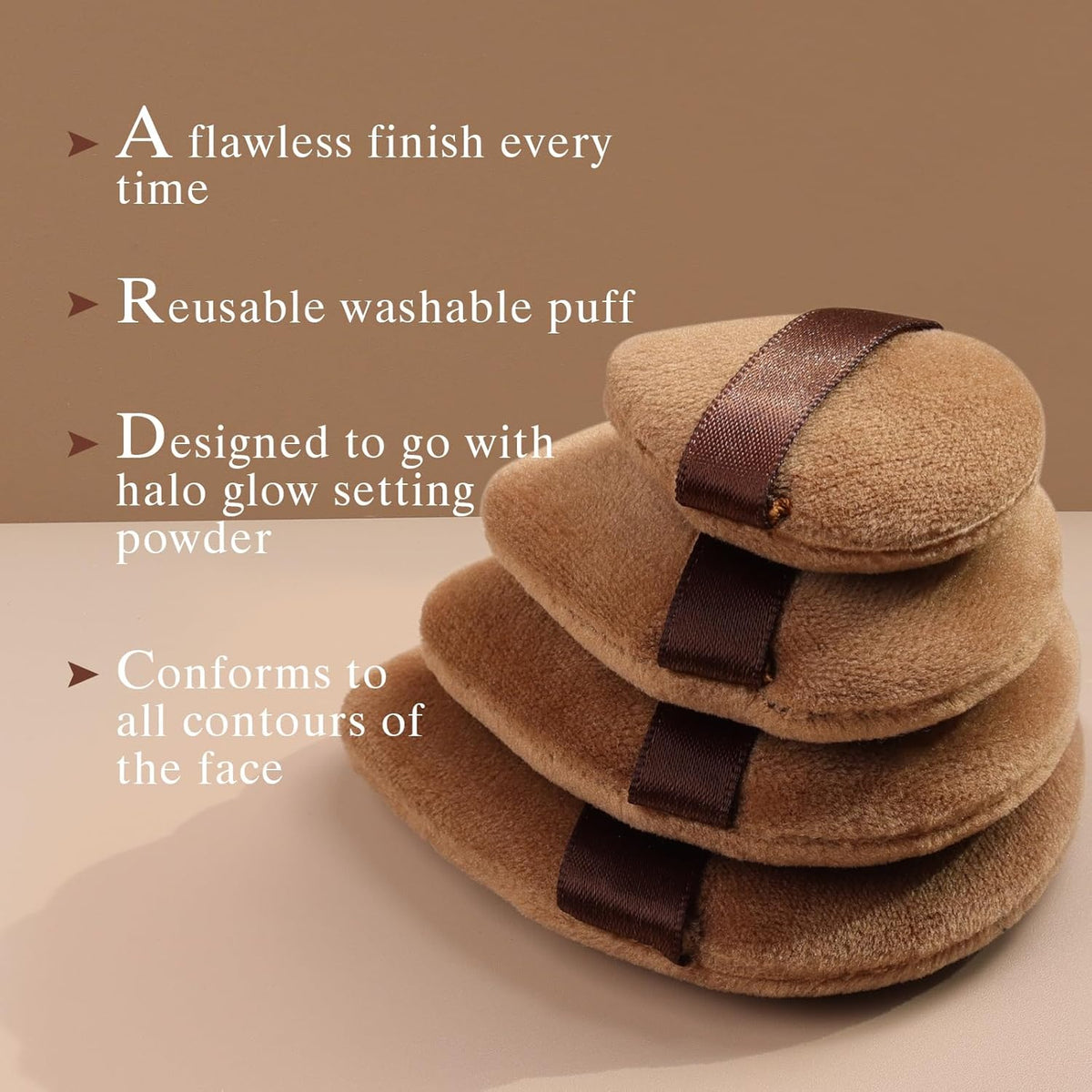 Powder Puff for Face Powder Triangle Beauty Blender Sponge Halo Glow Brown Powder Puff for Flawless Makeup Application