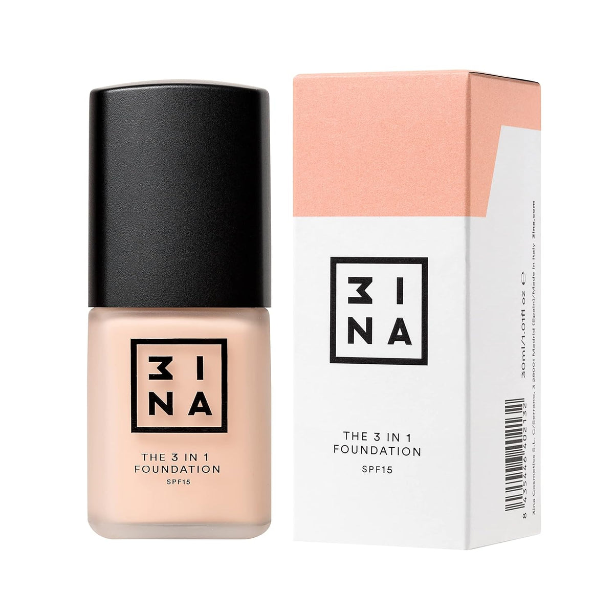 3INA The 3-In-1 Foundation 206 - Vegan Formula - Combination Of Primer, Concealer And Foundation - Medium Coverage - Natural Finish - Perfect For Covering Lines And Blemishes - Long Lasting - 1.01 Oz