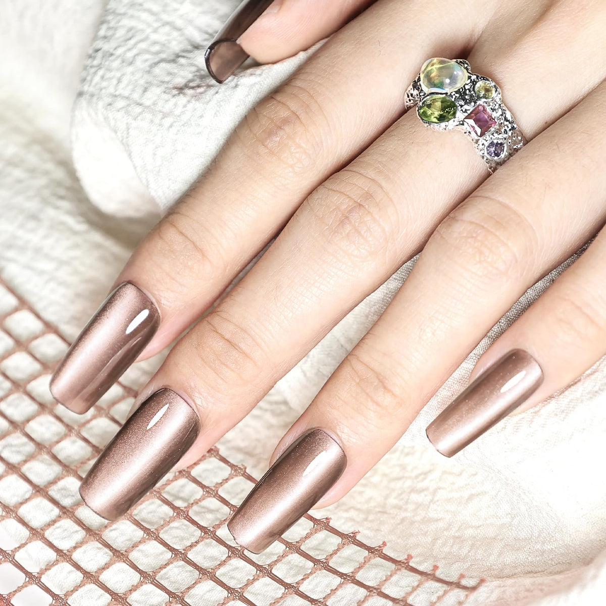 JODSONE Cat Eye Gel Nail Polish 16.5ml Brown Single Colors for Holographic Glitter Cat Eye with Magnet Reflective Translucent Need U V Lamp