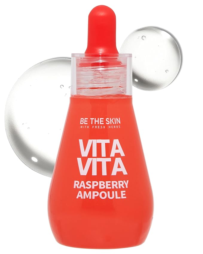 BE THE SKIN Vitavita Raspberry Ampoule - Radiance Boosting Face Serum for Even Skin Tone and Enhanced Elasticity with Niacinamide, Vitamin C, 11 Peptides, 1.01 fl.oz.