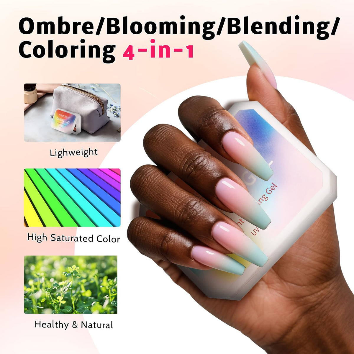 Sponge Pat Paint Nail Gel, 9 Colors Ombre Nails Gradient Gel Nail Blush Blooming Aura Nails Drawing Stripper Floral Painting Nail Art, No Wipe, UV/LED Curing (9 Colors K)